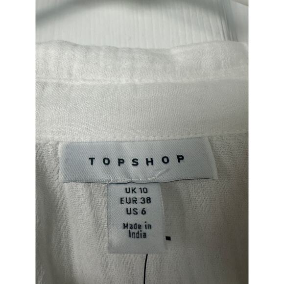Topshop Longline Oversized Cheesecloth Shirt - White - Size 6 - NWT - Picture 3 of 8